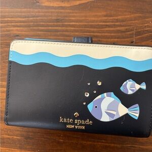 kate spade Black, Blue & Cream Fish Appliqué Wallet
